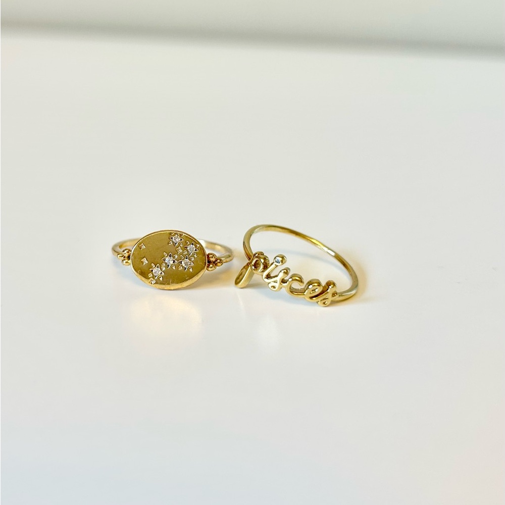 Gold Pisces Zodiac Ring Set